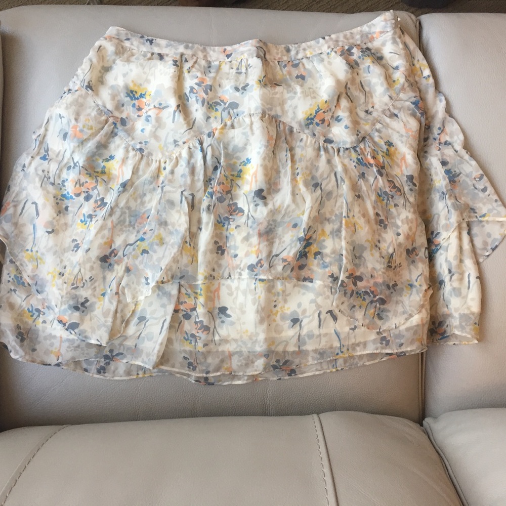 Silk floral layered skirt