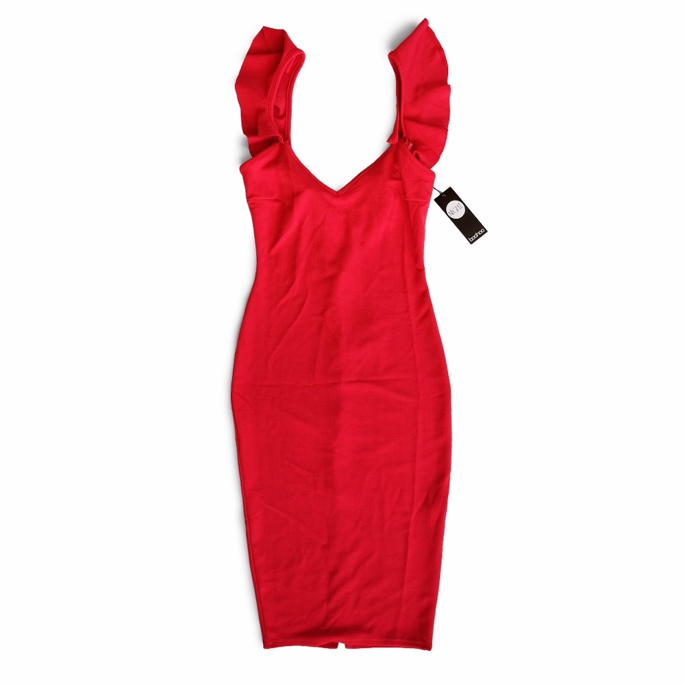 Boohoo Ciara Strappy Lace Up Back Detail Midi Dres