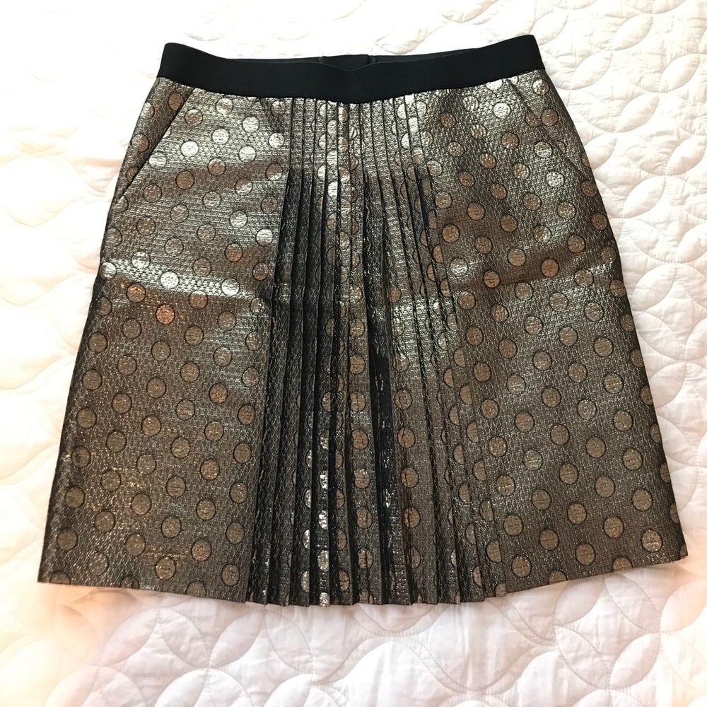 J Crew Pleat Front Jacquard Skirt