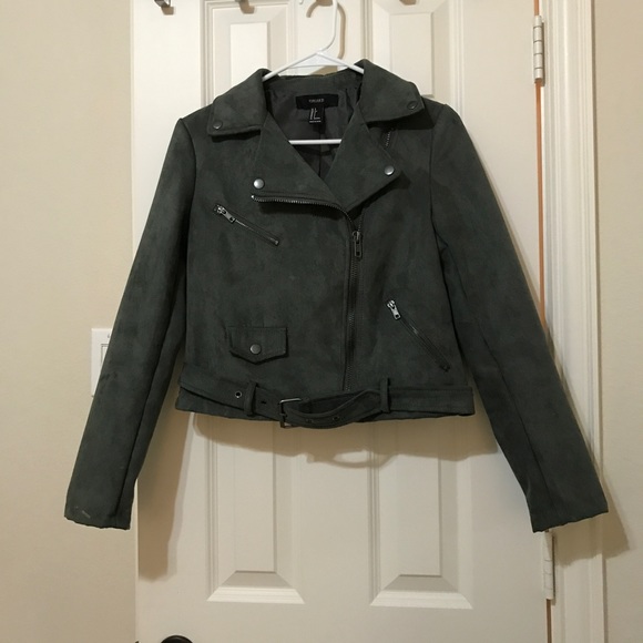 F21 Suede Olive Green Jacket - Picture 2 of 6