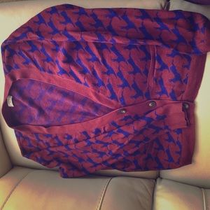 Maroon and purple/blue rabbit cardigan