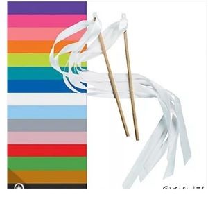 96 white ribbon wands for wedding exit
