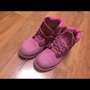 Pink girls timberlands