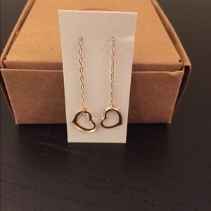 Gold Heart Dangling Earrings