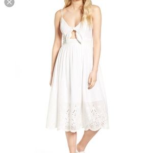 J.O.A Cotton Eyelet Front Tie Midi Dress
