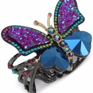 Betsey Johnson Hematite-Tone Multi-Stone Butterfly