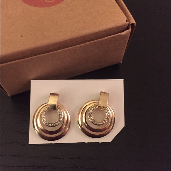 Gold & Rhinestone Earrings - Picture 2 of 2