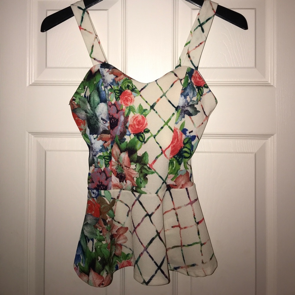 Shasa rose print peplum tank