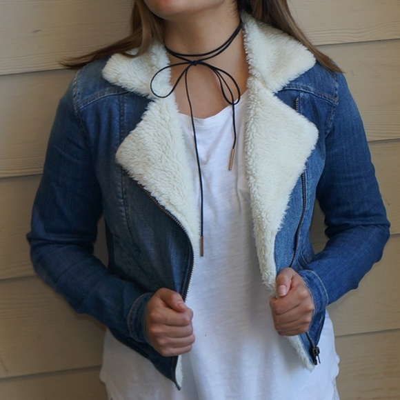 faux shearling denim jacket womens