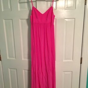 Amanda Uprichard Hot Pink Silk Maxi Dress