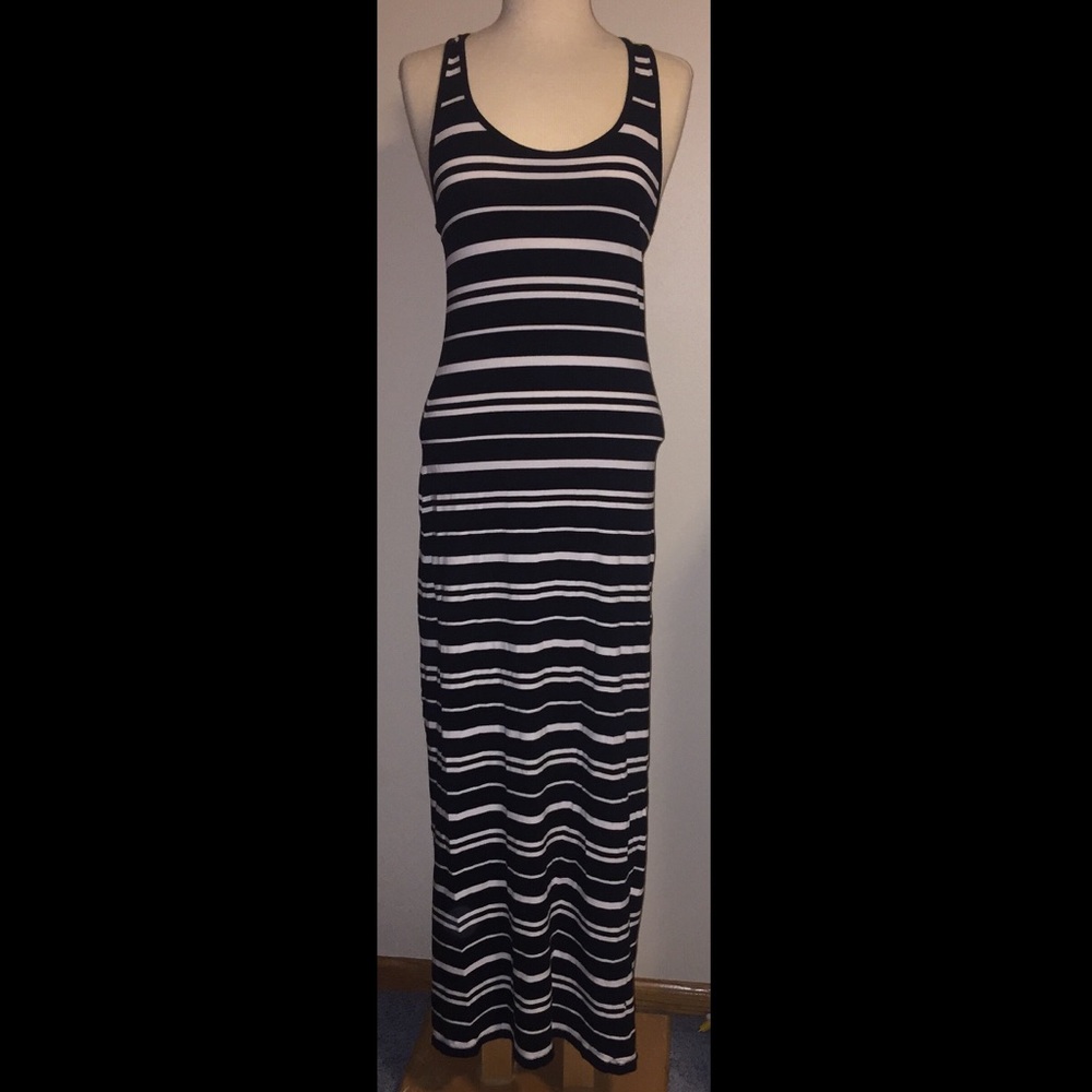 Black and white stripped maxi dress