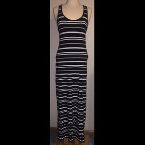 Black and white stripped maxi dress