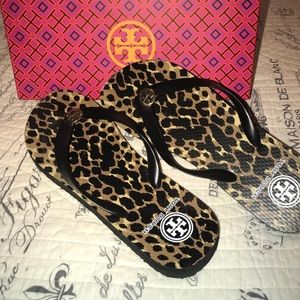 Tory Burch Leopard Print Flip Flops