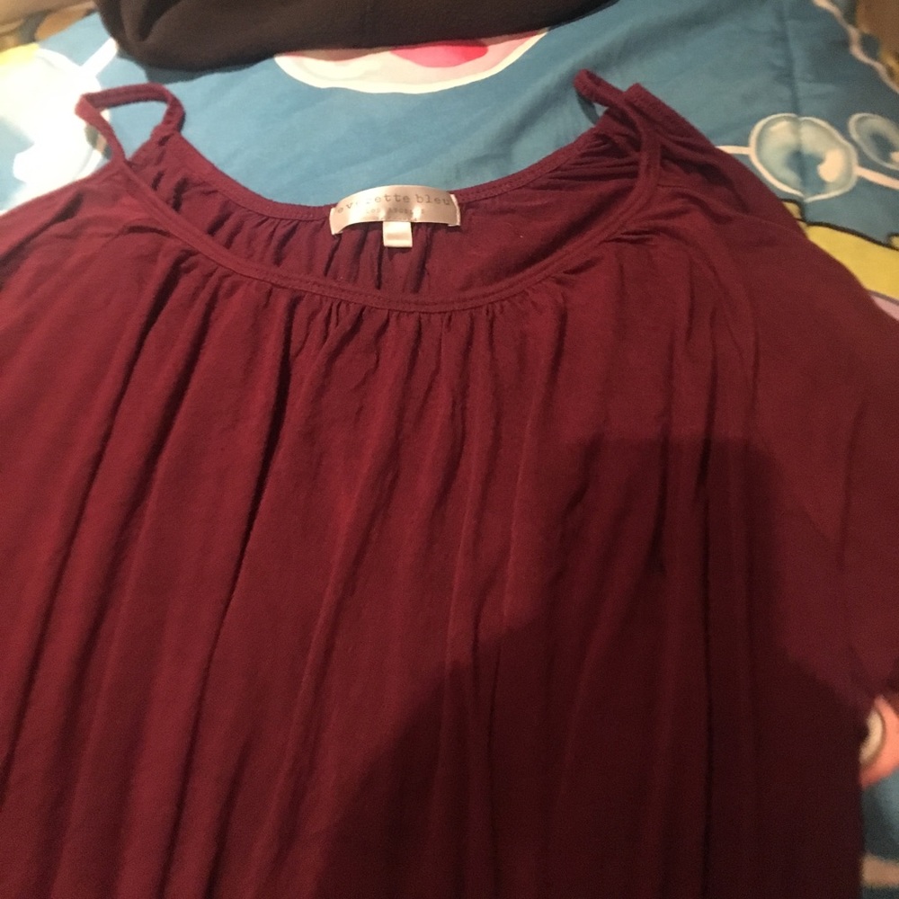 Red tank top off the shoulder