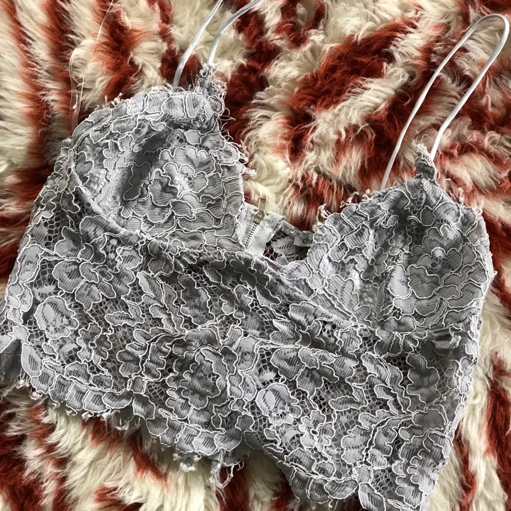 Silver Lace Bustier Top