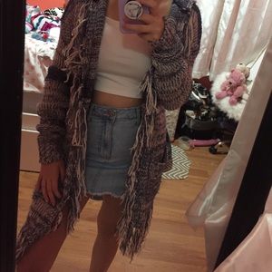 Long hooded cardigan