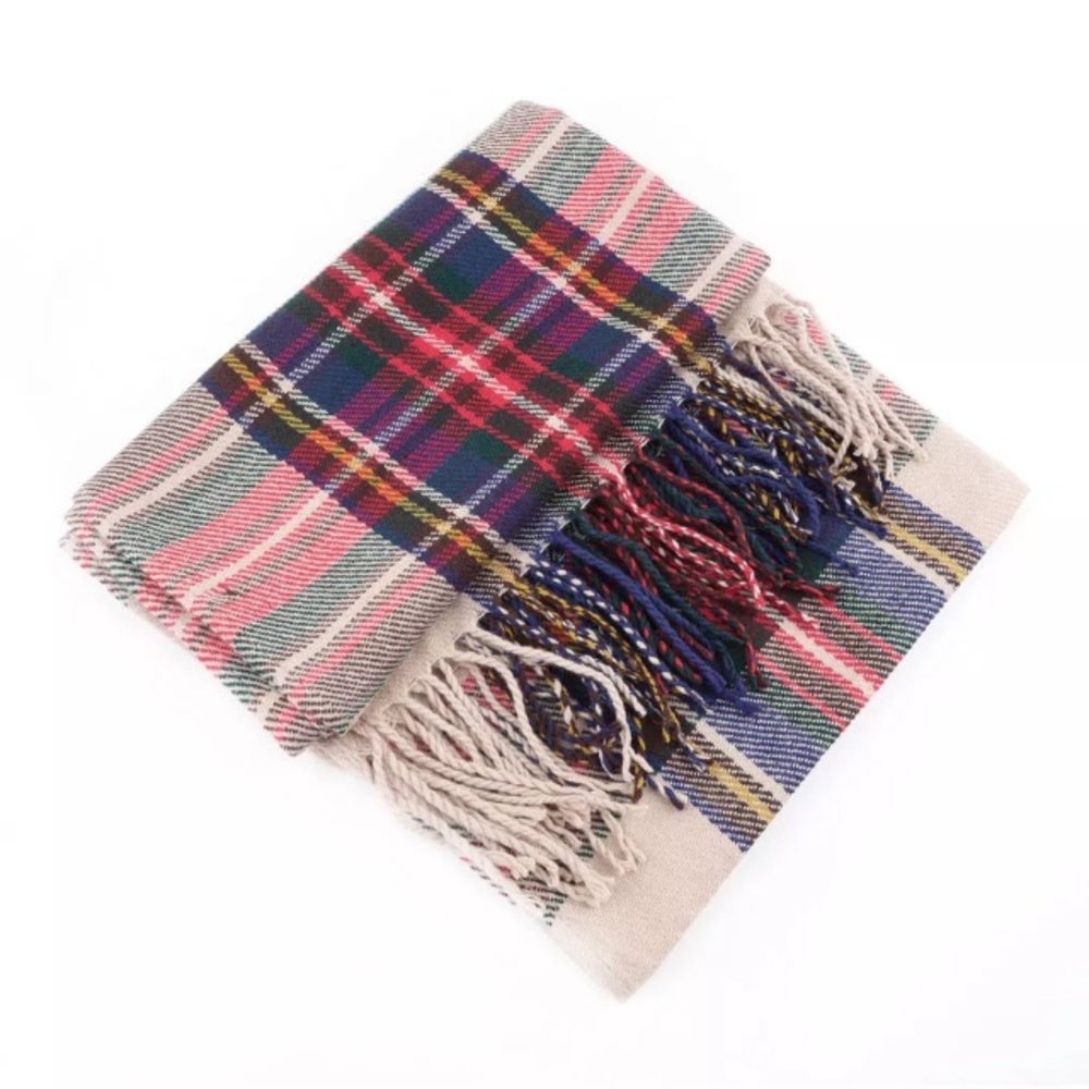 🎉 Plaid Large Tasseled Scarf! - Picture 3 of 5