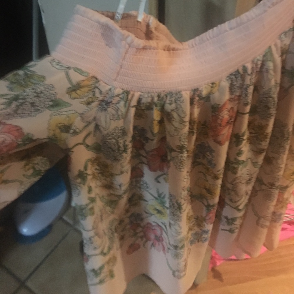 Pink floral off the shoulder top