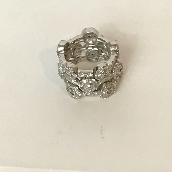 3 stack silver rhodium ring with cubic zirconia - Picture 4 of 5