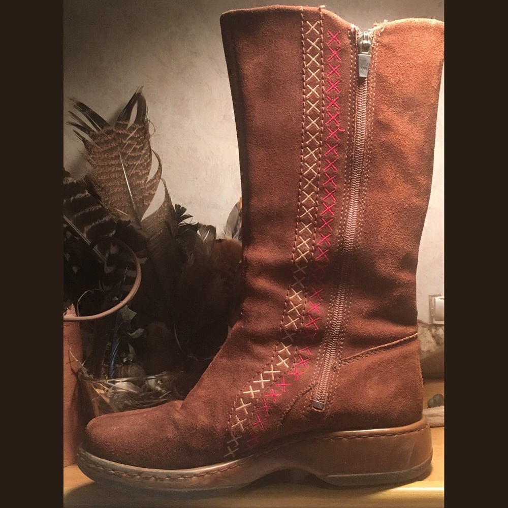 Suede embroidered Dansko boots.