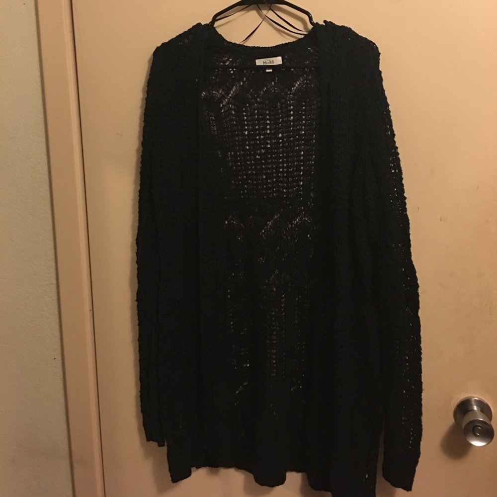 Black crochet sweater/cardigan