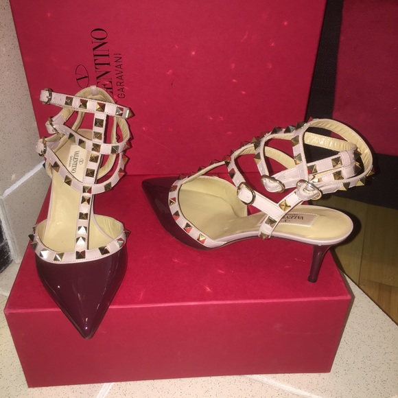 🚫SOLD🚫BNWT Valentino rockstud burgundy 37.5 - Picture 2 of 8