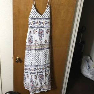 Long white floral dress! NEVER WORN.