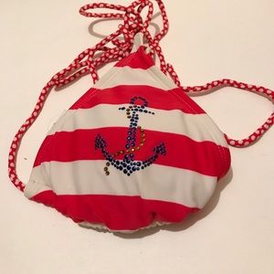 Red/white bikini top with anchor