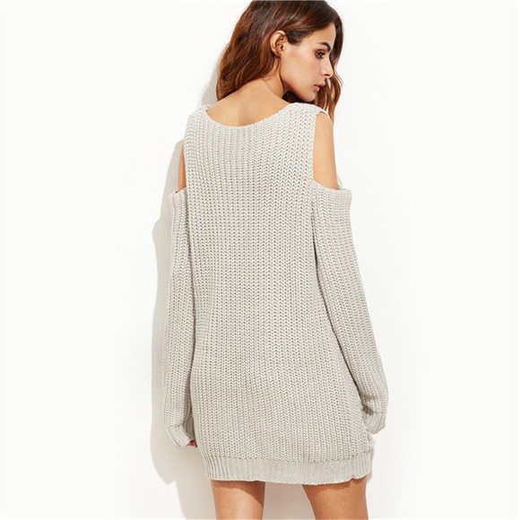 ๐ฅ SALE Distressed Cold Shoulder Sweater Dress - Picture 5 of 7