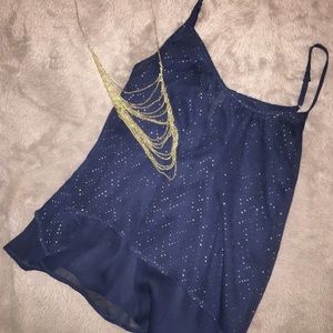 Blue and Gold Layered Tank Top