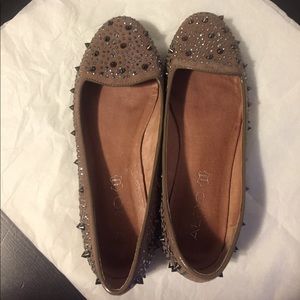 ALDO taupe spike studded flats