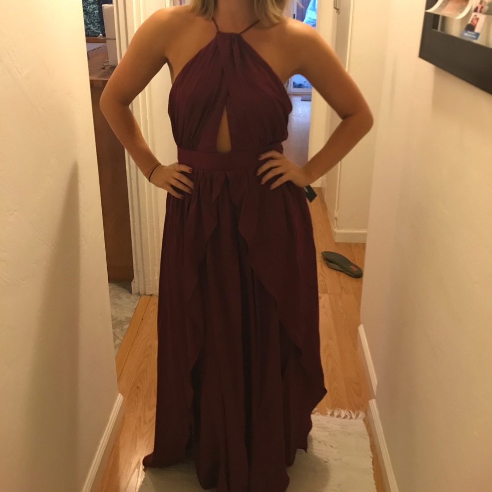 LULUS on my own burgundy maxi dress