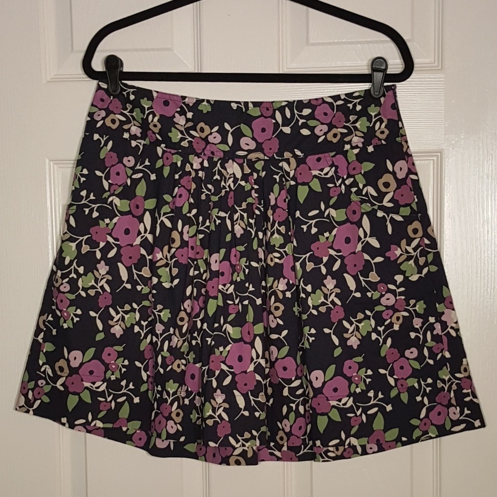 Ann Taylor LOFT Floral Cotton Skirt with Pockets