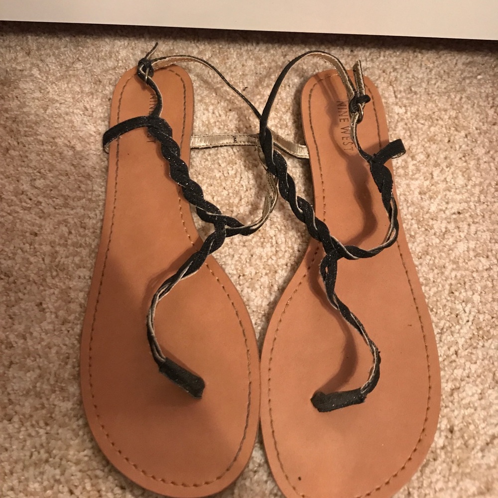 Black Nine West braided sandals