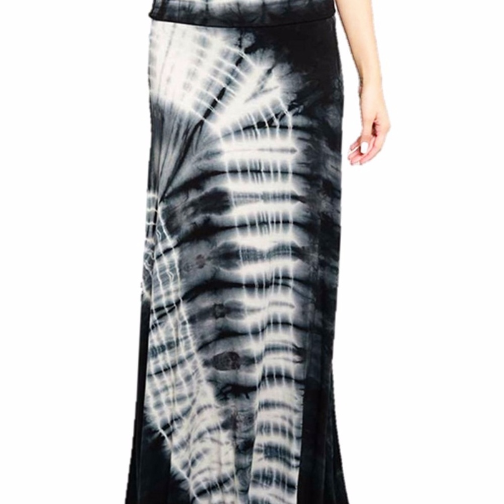 Gypsy Tie Dye Wide Flared Jersey Maxi Long Skirt - Picture 3 of 6