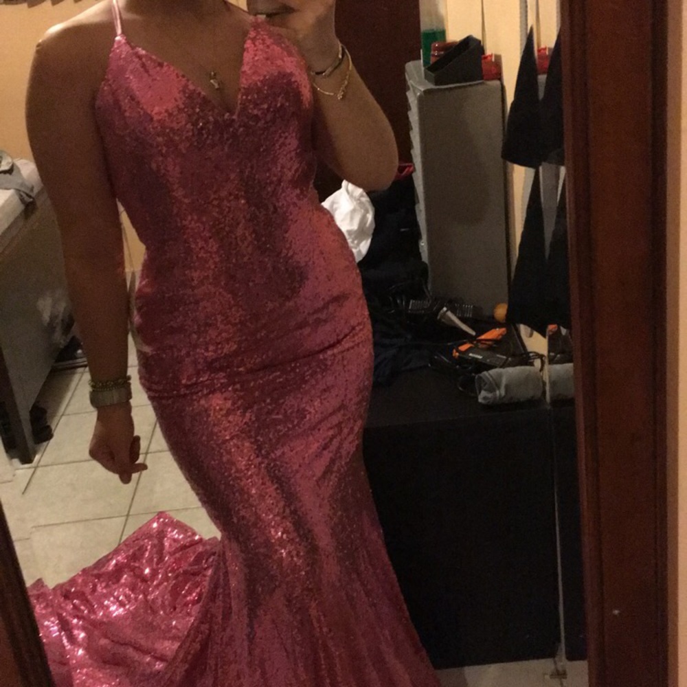 beautiful pink sequin mermaid dress