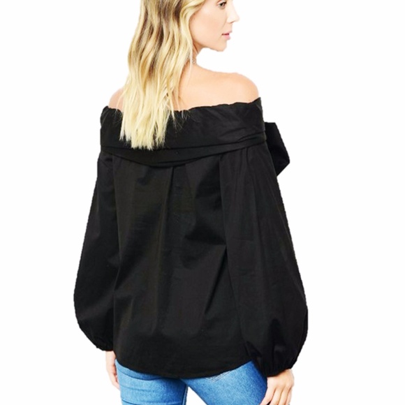Gothic Victorian Bow Tie Off Shoulder Blouse Top - Picture 6 of 8