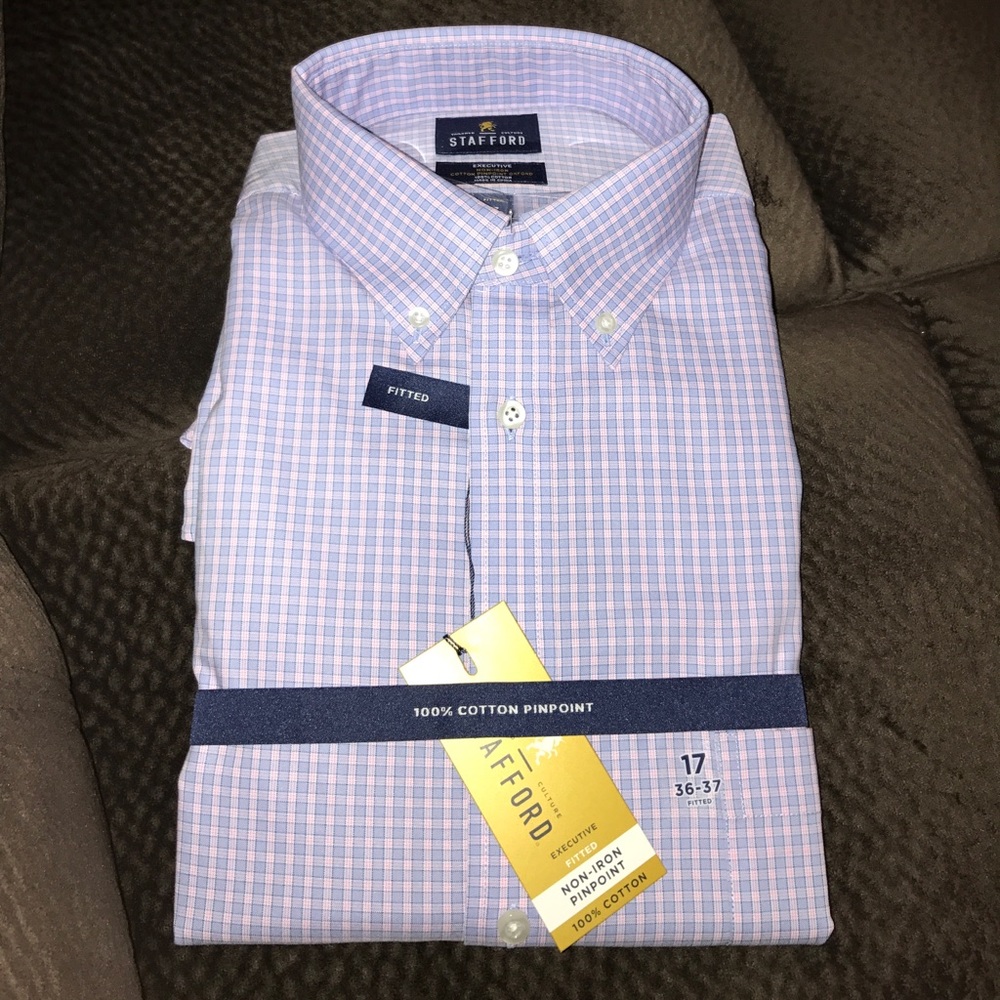 Stafford Fitted Purple/Pink DressShirt 100% Cotton