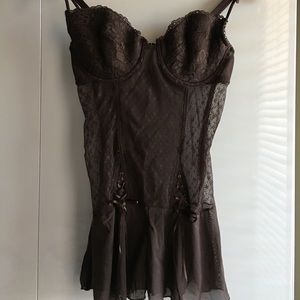 Chocolate brown lace lingerie, size medium