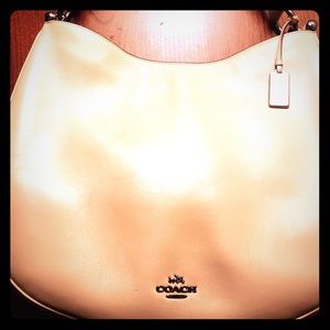 Cream Leather Coach Purse