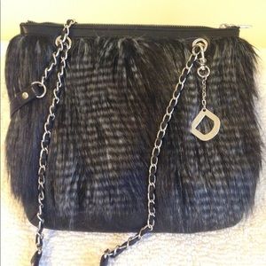 DKNY faux fur lambskin panel bag