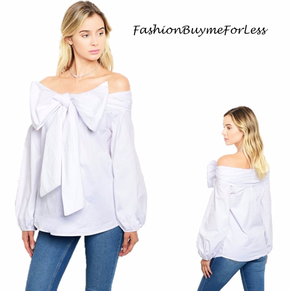 Haute Victorian Bow Tie Off Shoulder Blouse Top