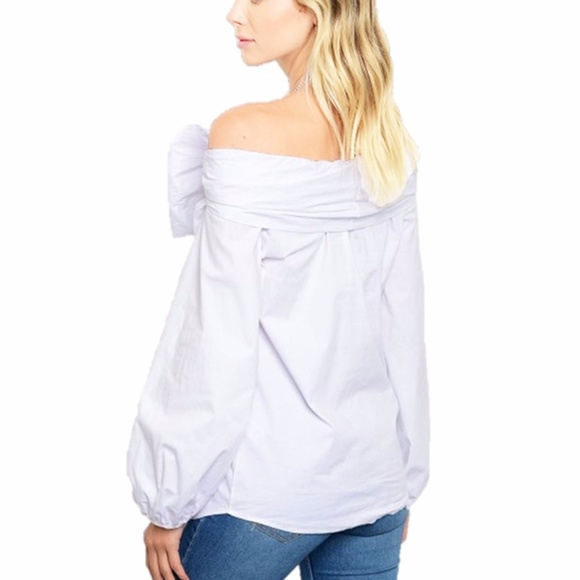 Haute Victorian Bow Tie Off Shoulder Blouse Top - Picture 3 of 8