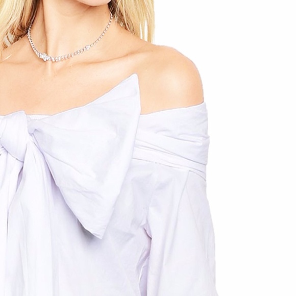 Haute Victorian Bow Tie Off Shoulder Blouse Top - Picture 4 of 8