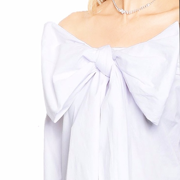 Haute Victorian Bow Tie Off Shoulder Blouse Top - Picture 5 of 8