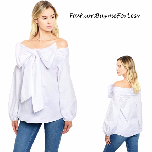 Haute Victorian Bow Tie Off Shoulder Blouse Top - Picture 1 of 8