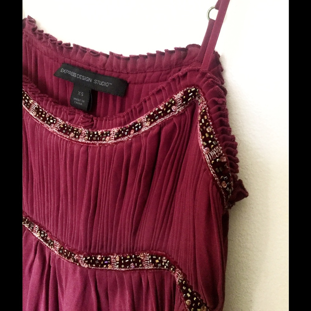 🔴💲chiffon blouse w/ velvet detail beading
