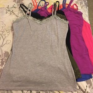 Multiple colored spaghetti strap shirts