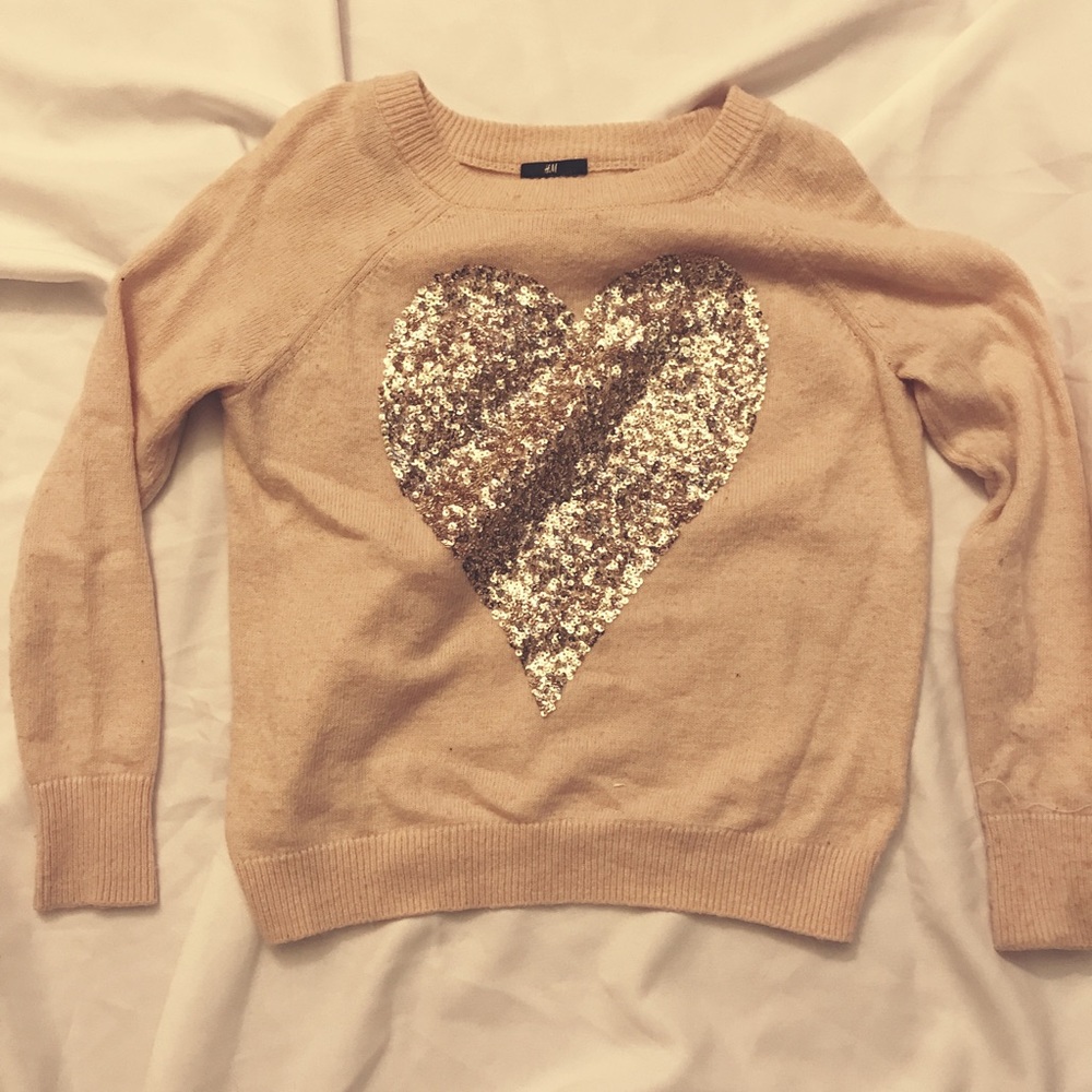 Sequins Heart Pullover Sweater