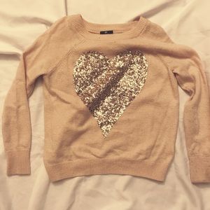 Sequins Heart Pullover Sweater